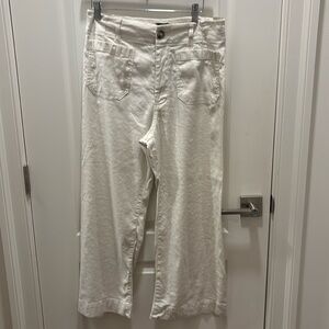 Anthropologie Maeve Colette Wide Leg Pants Womens 30 Cream Linen